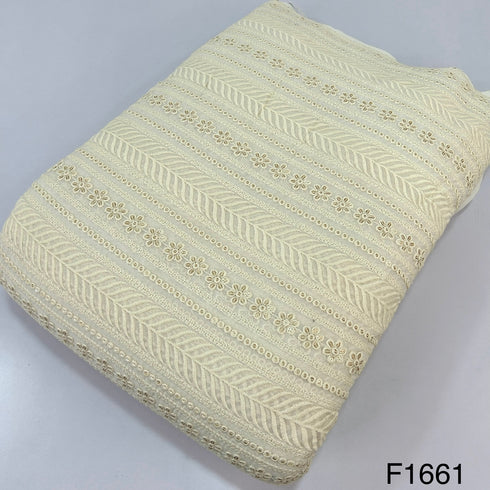 Dyeable Embroidered Sequins Georgette Fabric-F1661